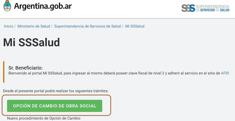 El primer paso para cambiar de obra social es ingresar al sitio de Mi SSSalud